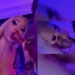 Glamorous blonde sucks her brother's cock